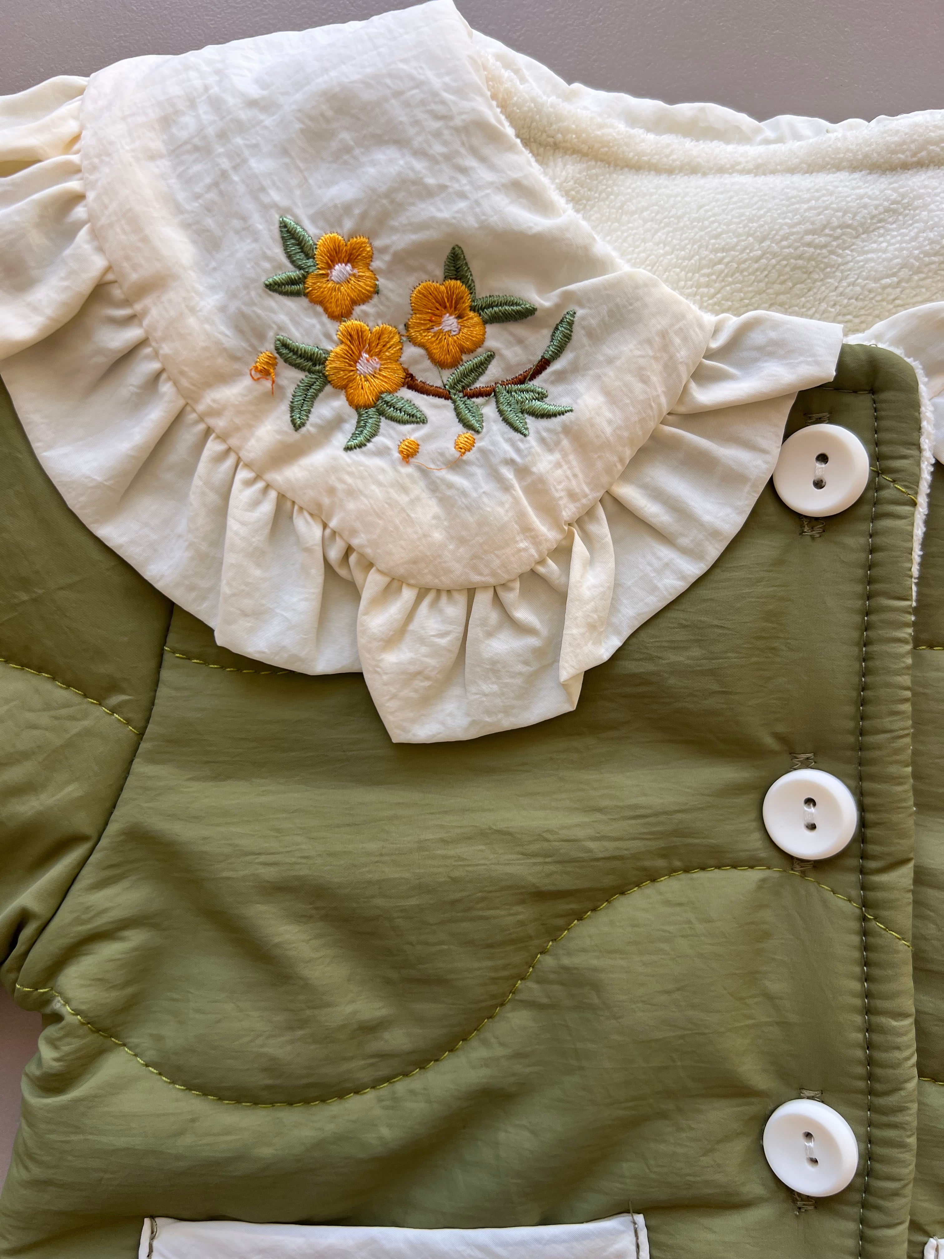 Thermal Waterproof Flower embroidered Winter Coat