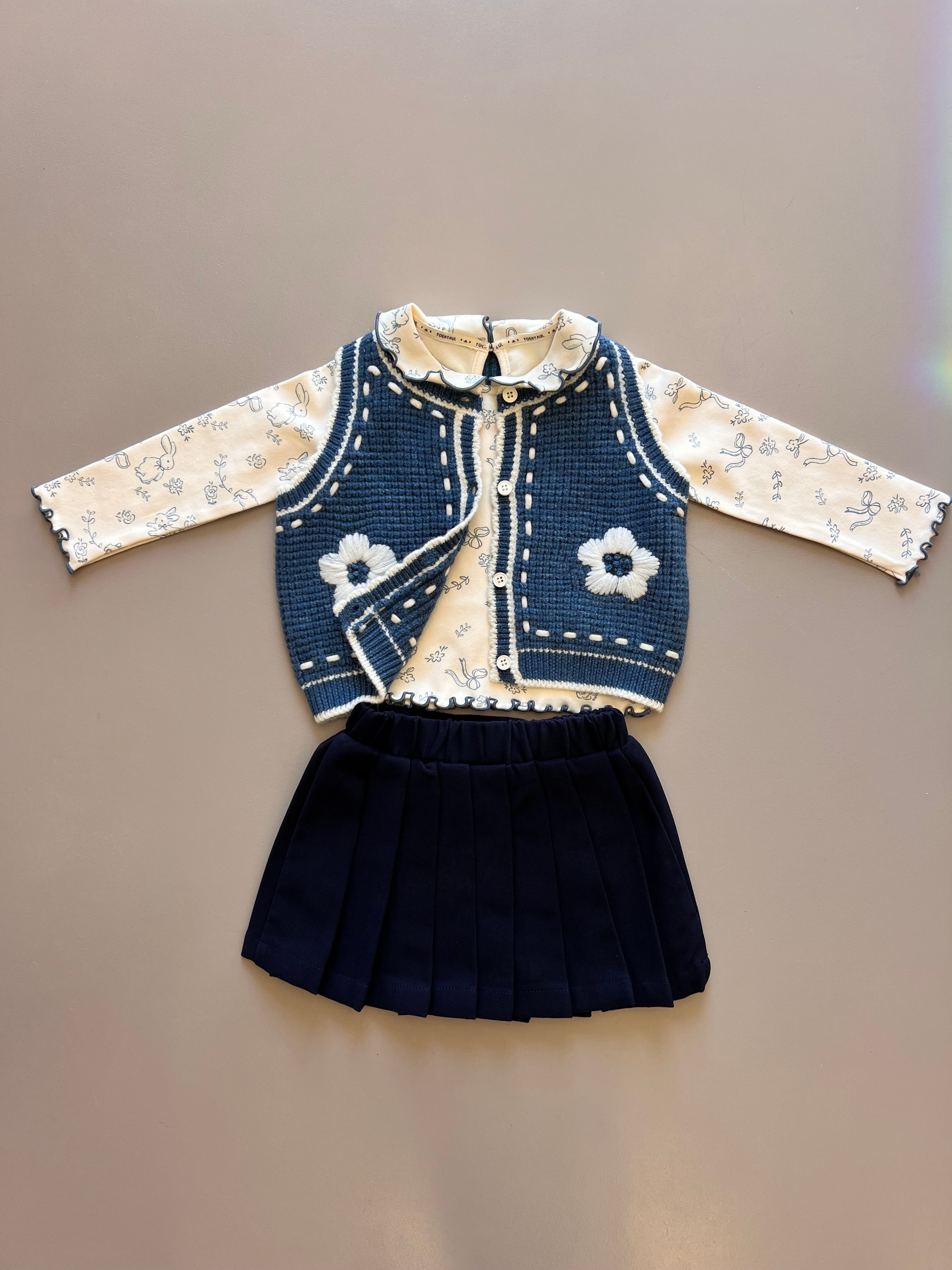 Blue Flower Wool Gilet