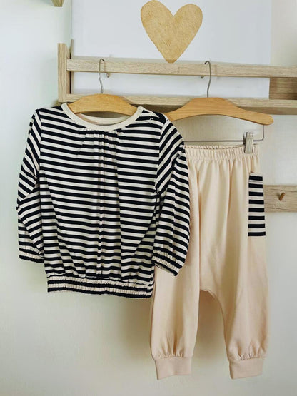 Black/beige Zebra Set Cotton 2p - La Farandole Paris