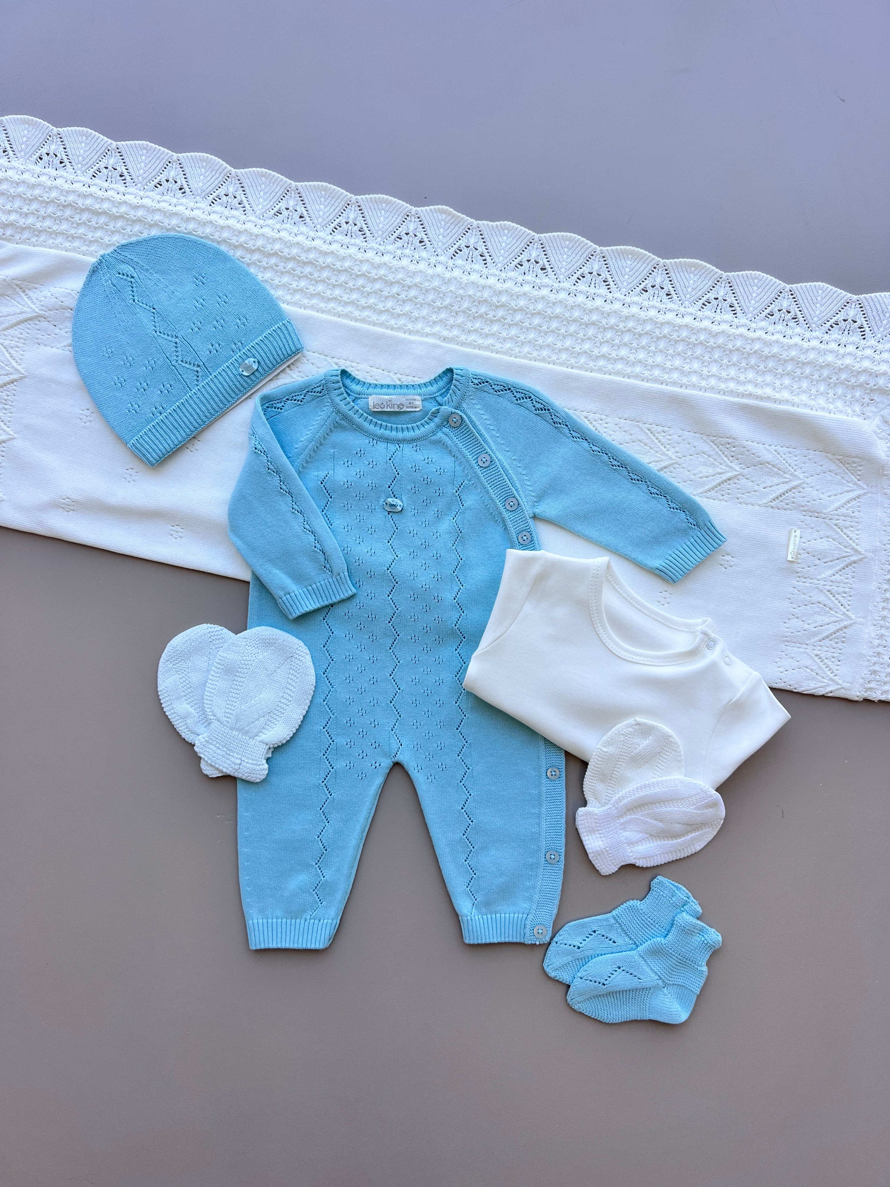 Aqua/Off-White Organic Cotton Hospital Set 7 pcs