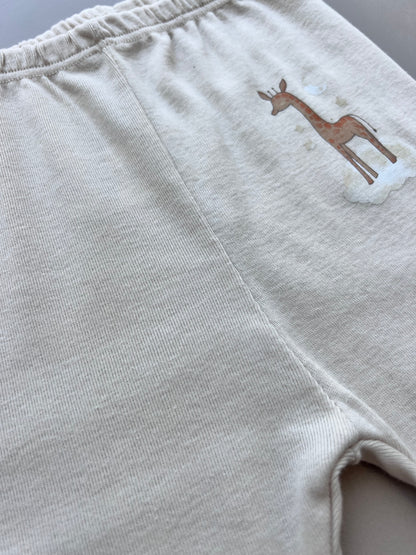Beige Organic Cotton Pants Giraffe