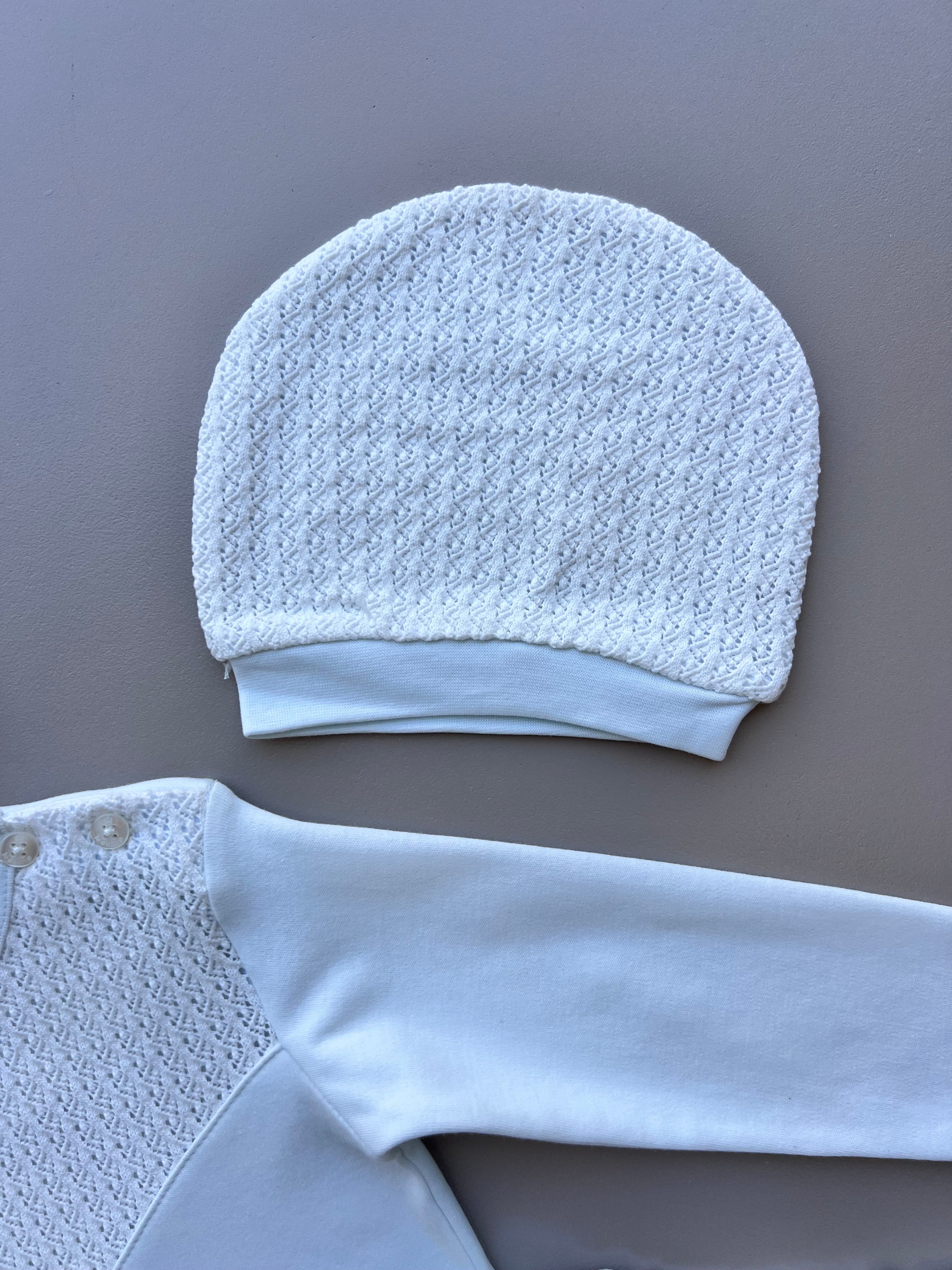 Baby Blue And White Organic Cotton Set 3 Pcs With Hat