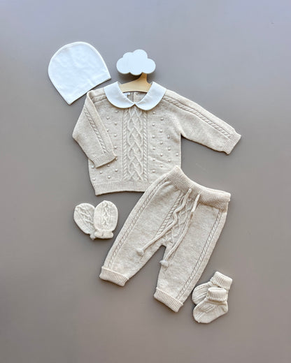 Beige Merino Wool Hospital Set 5 Pcs