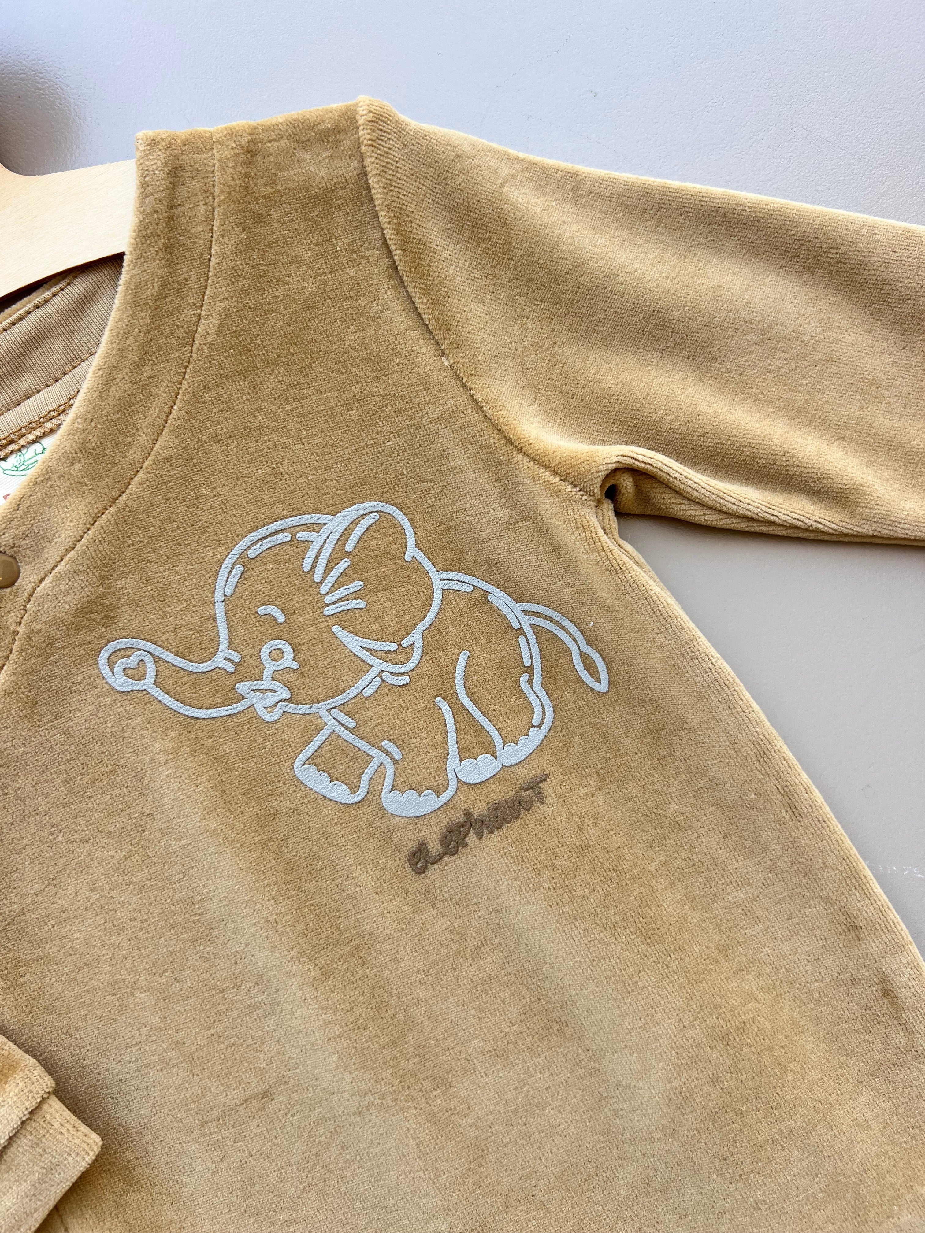 Mustard Elephant Organic Velvet Footed Overall