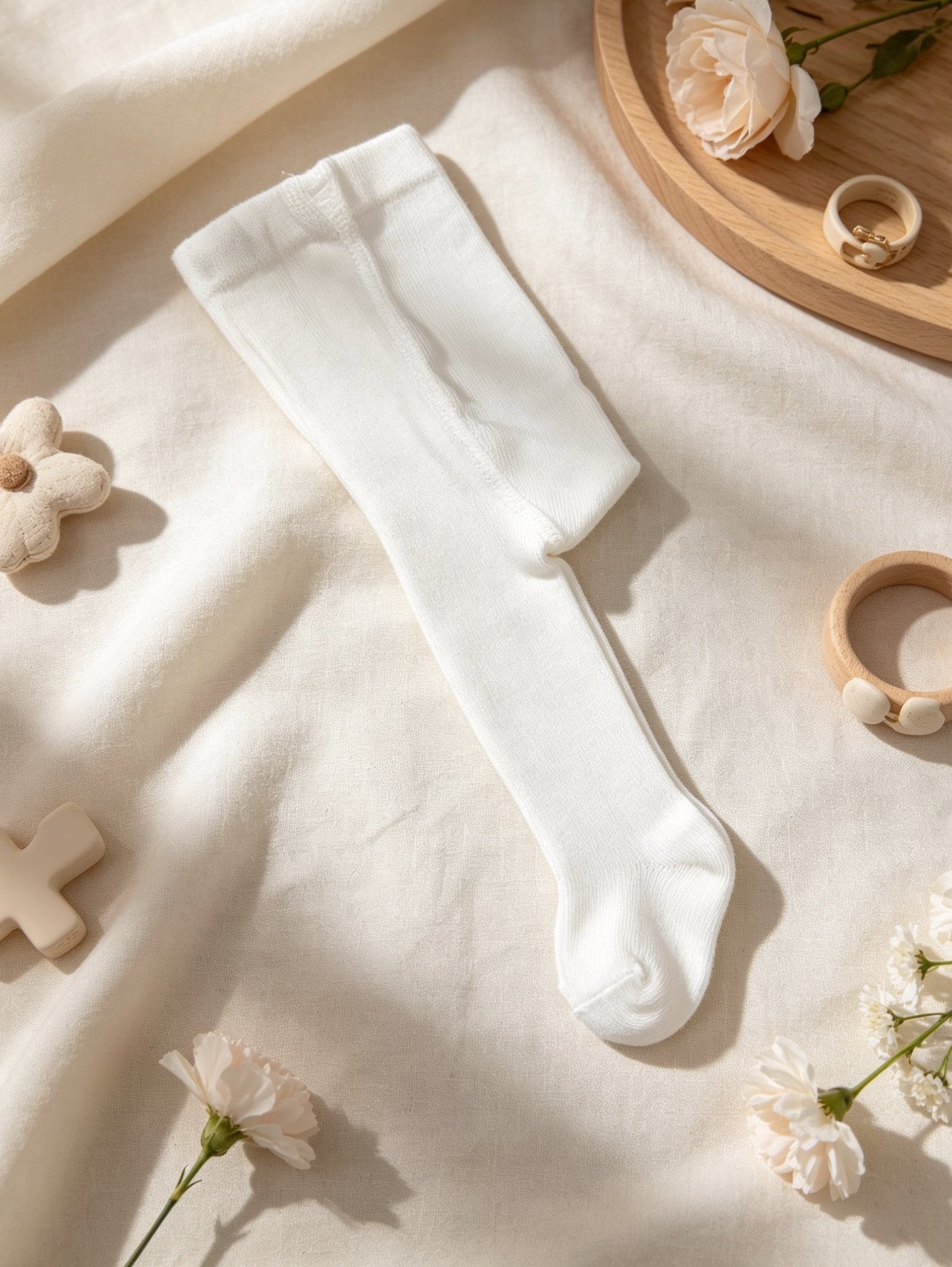 White GOTS™ Certified Organic Cotton Tights