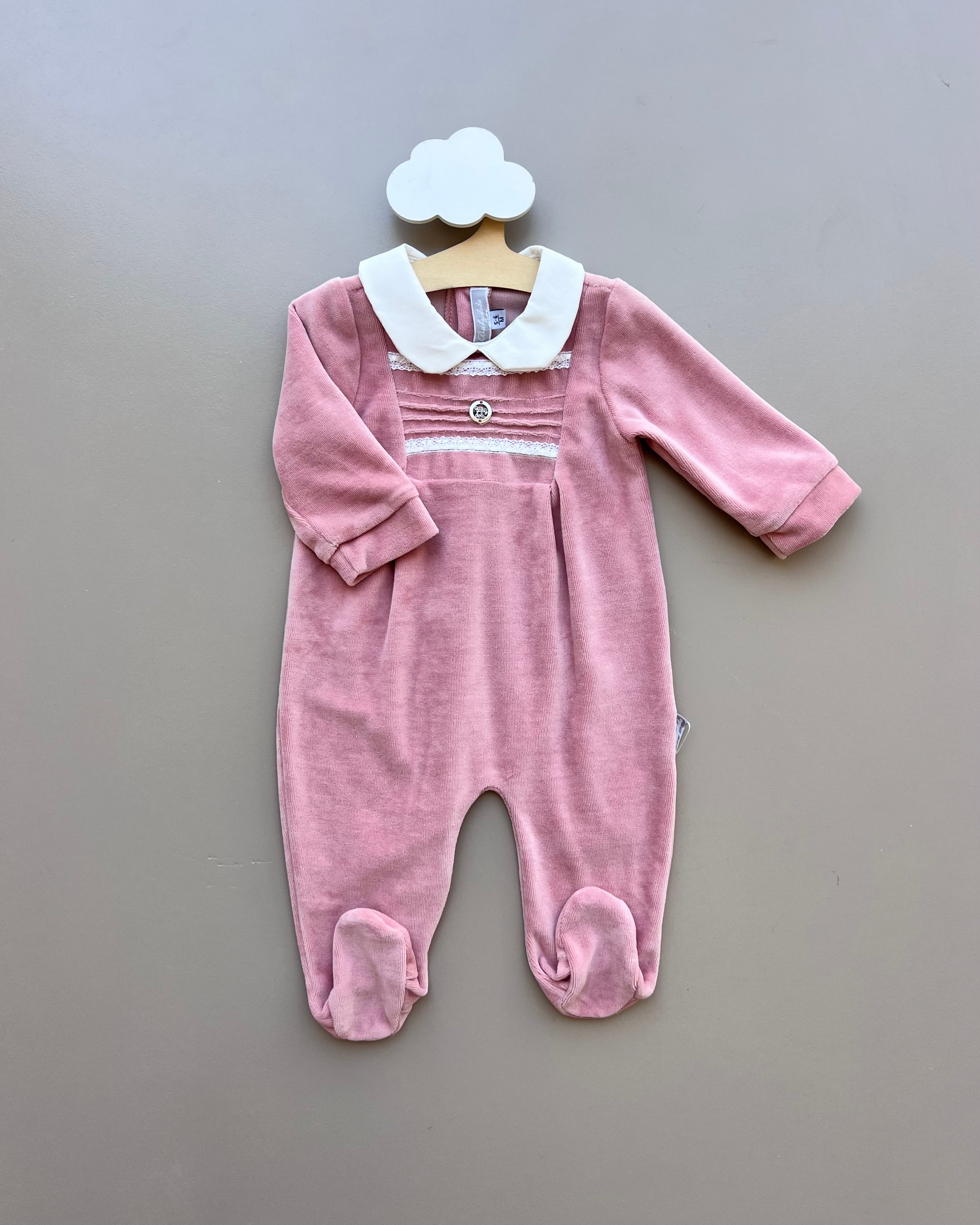 Dark Pink And White Velvet Overall
