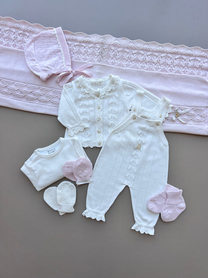 Off-White & Pink Organic Cotton Hospital Set 8 pcs