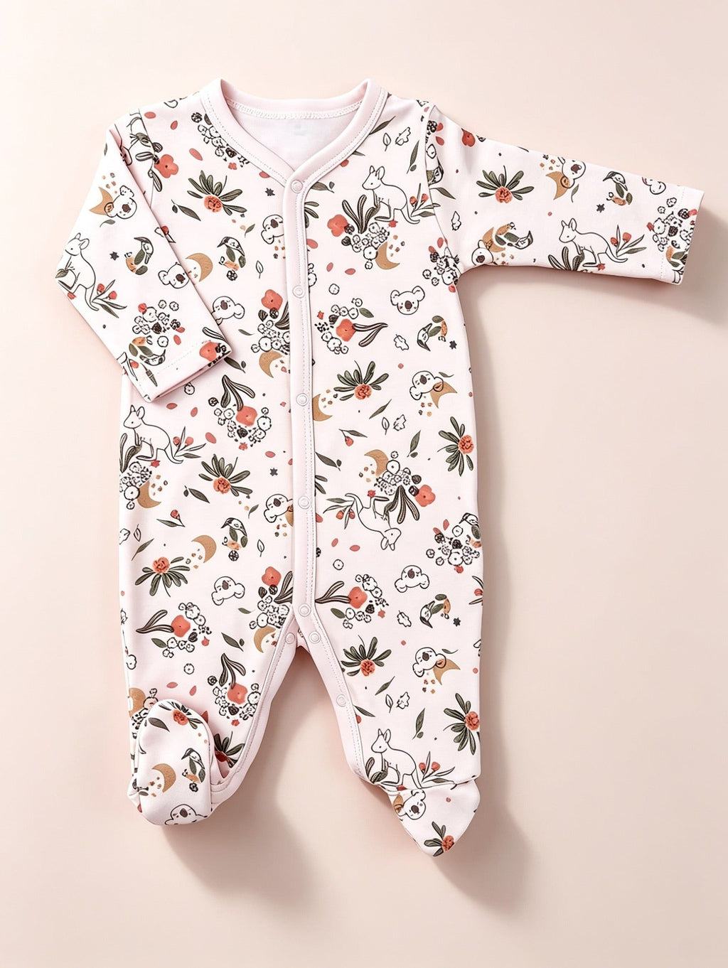 Pink Animals GOTS™ Certified Organic Cotton Footed Overall