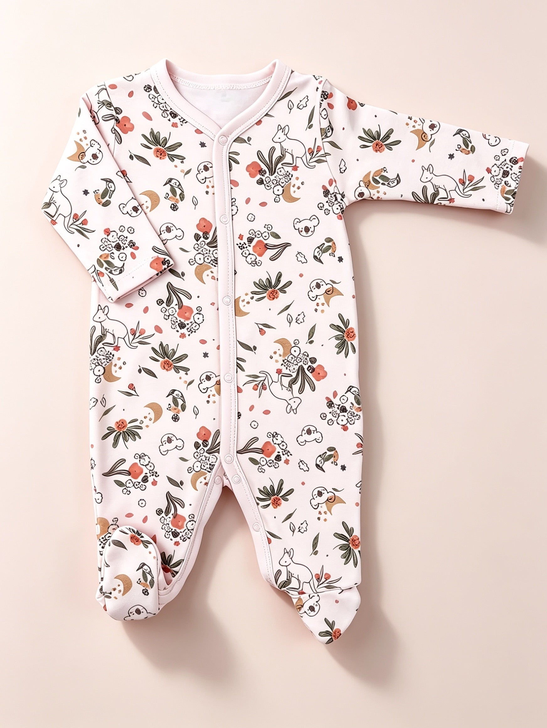 Pink Animals GOTS™ Certified Organic Cotton Footed Overall