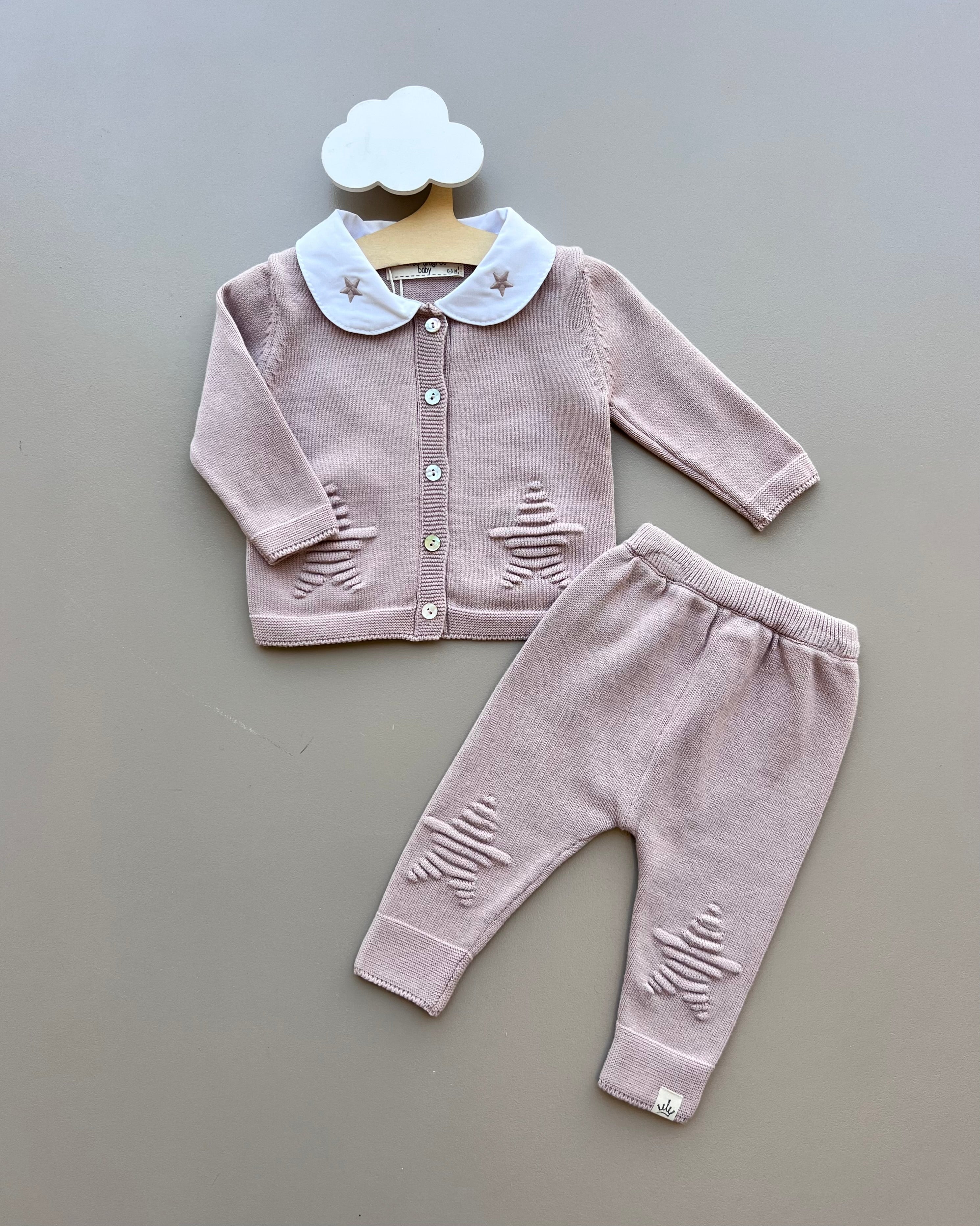 Thick Cotton Star Collar Top and Pants 2Pcs Set