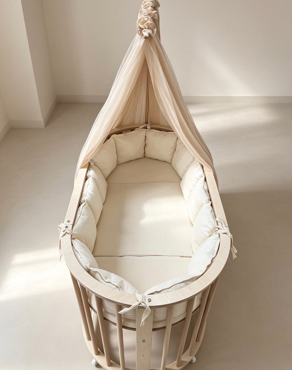 3 in 1 Oval Wooden Bed