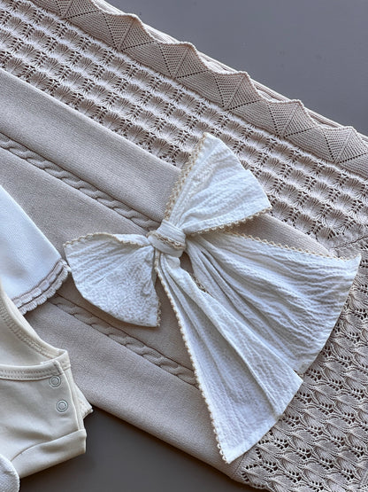 Off-White And Beige Organic Cotton Hospital Set 8 Pcs