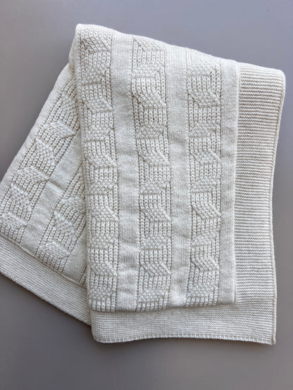 Ecru Thick Wool Fur Inside Blanket