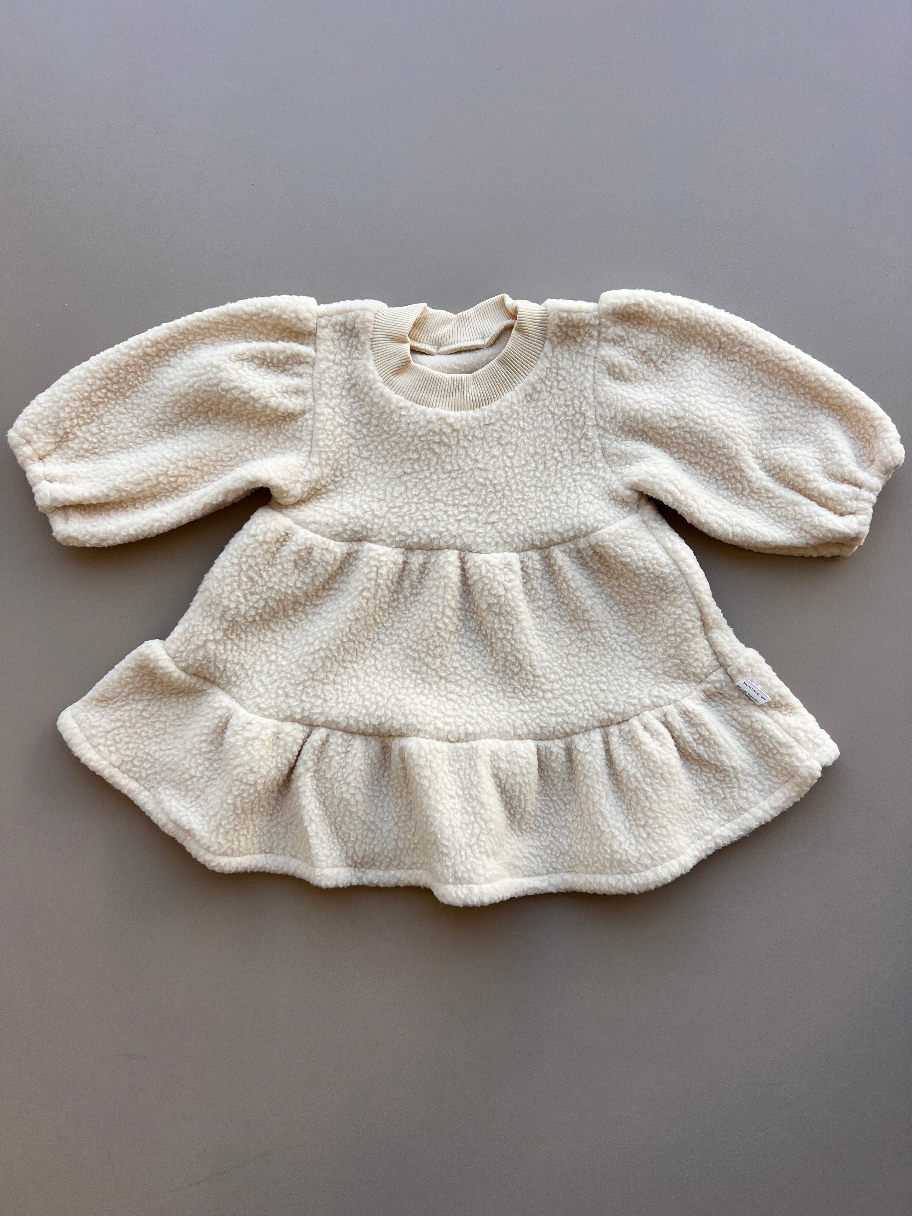 Light Beige Wool Ruffles Dress