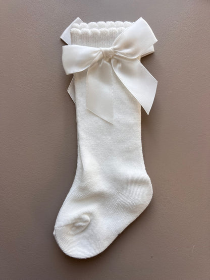 Cotton Bow Long Socks