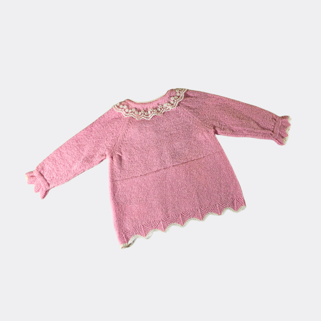 Pink/White Ruffle Natural Wool Set