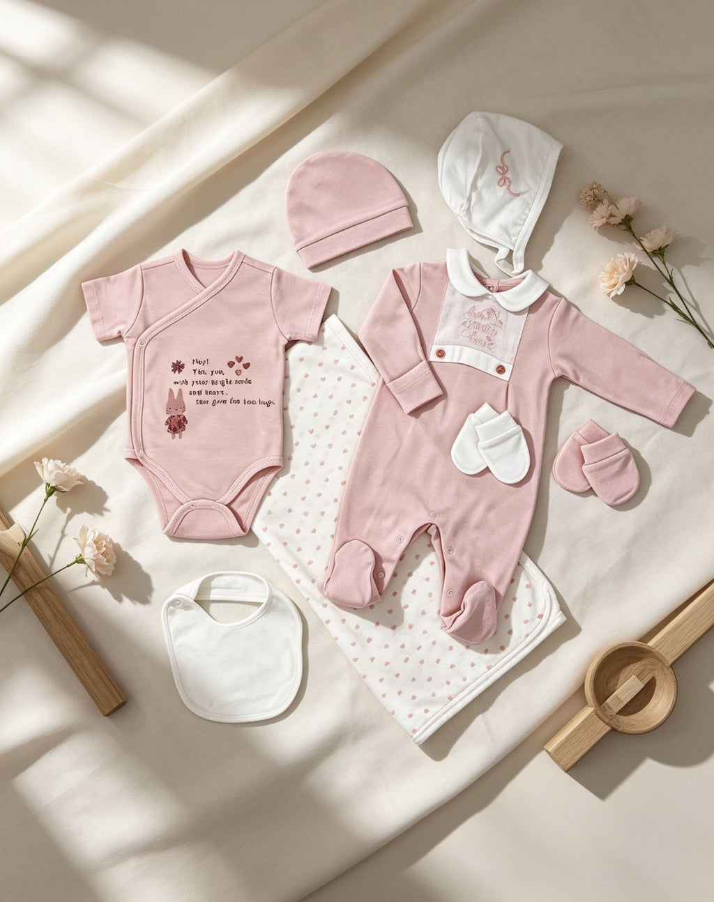 Pink Collar Footed GOTS™ Certified Overall 2 Pcs Set