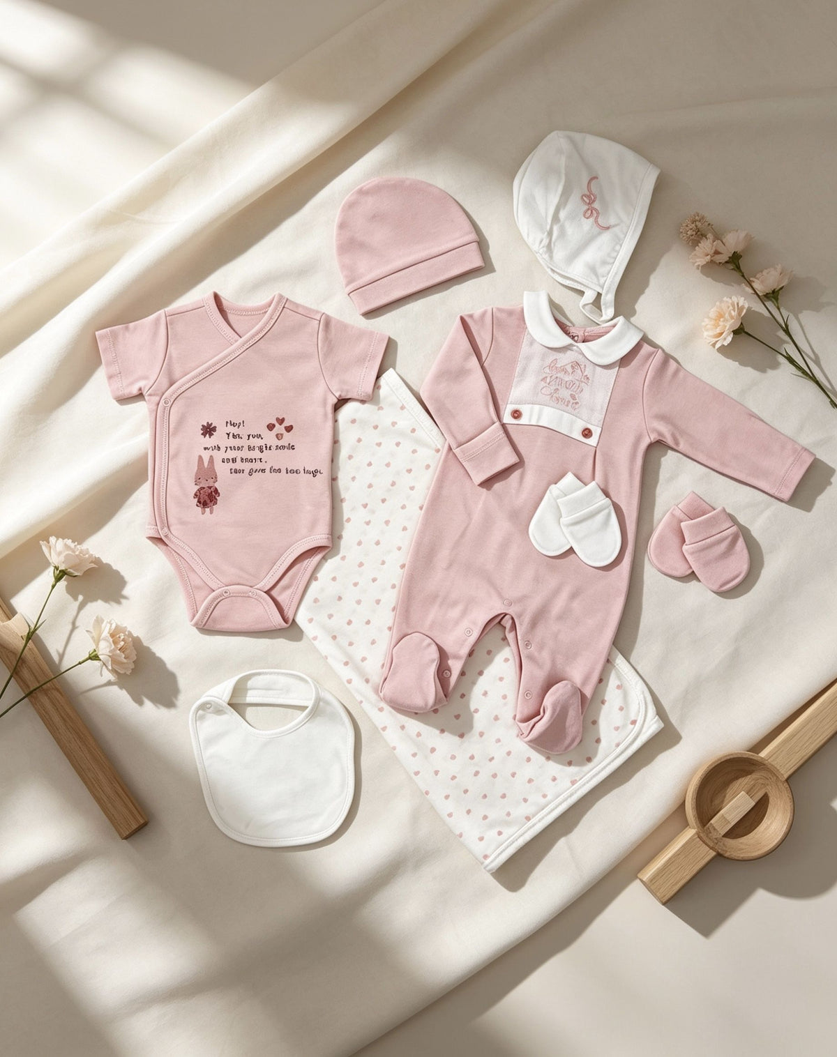Pink Collar Footed GOTS™ Certified Overall 2 Pcs Set
