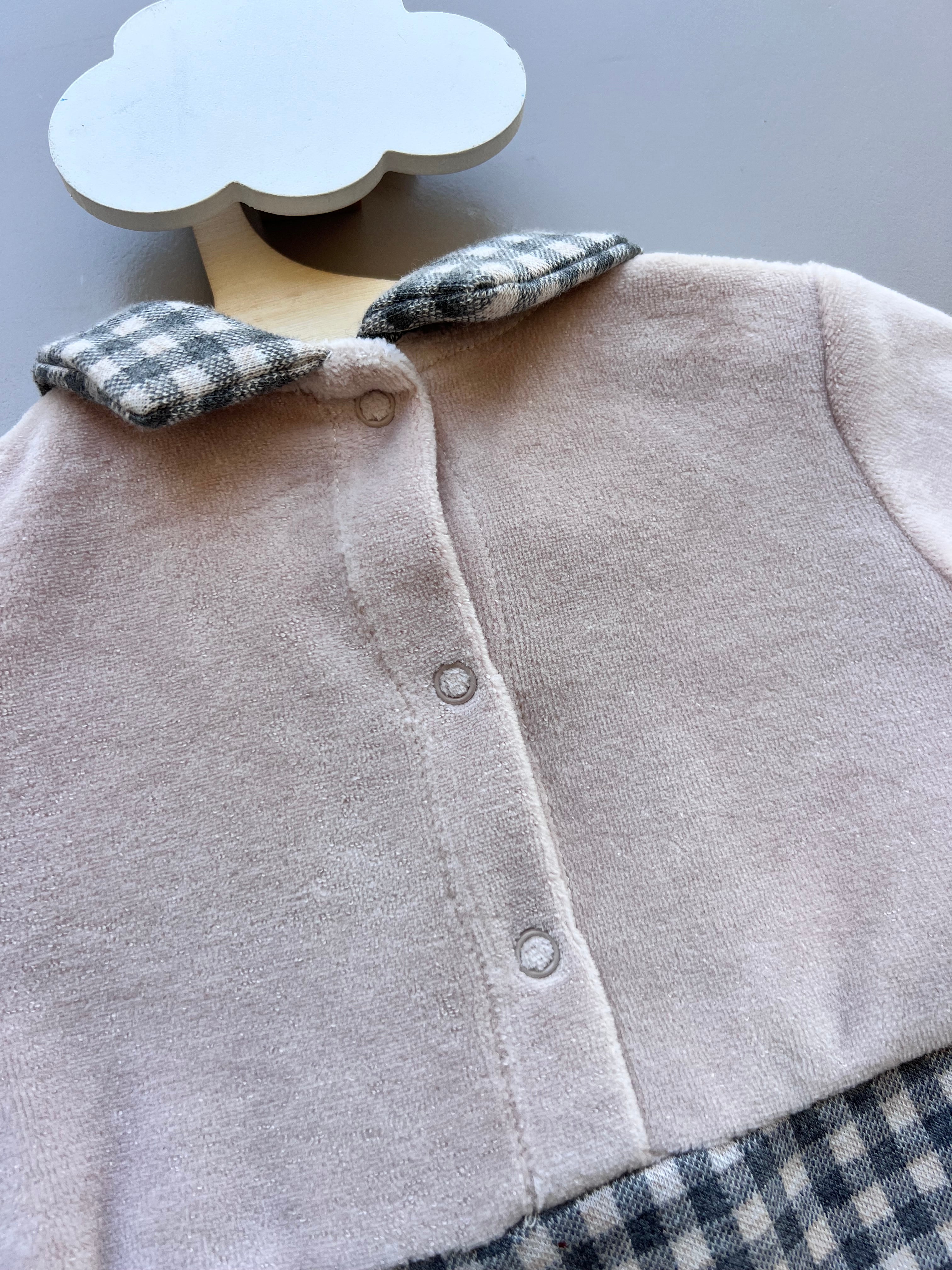 Beige Velvet and Cloth Polo Overall