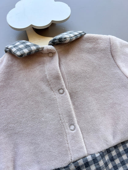 Beige Velvet and Cloth Polo Overall