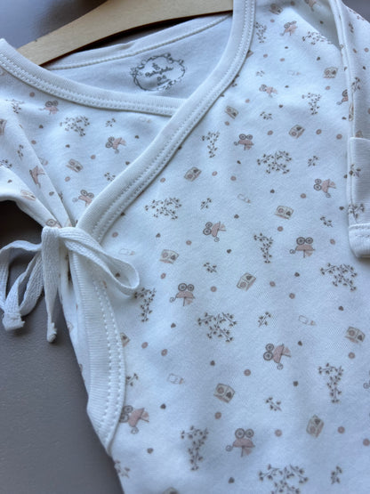 White Double Breasted Sleep Swaddle With Hat