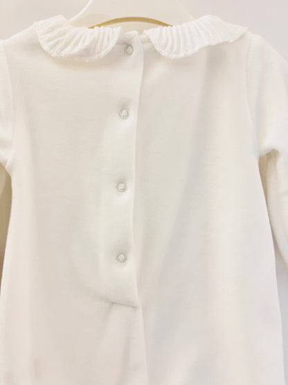 White Heart Velvet Footed Overall With Hat