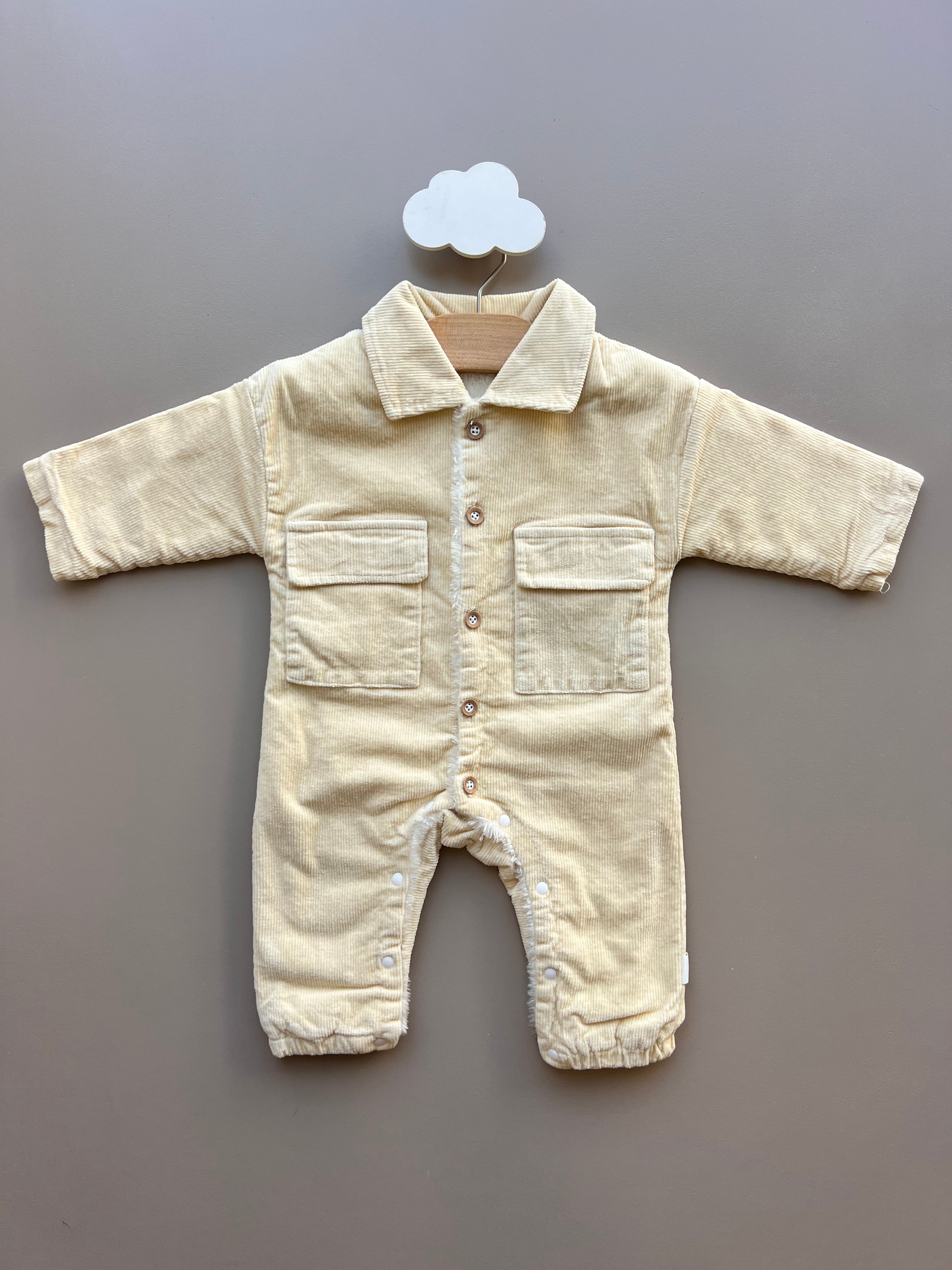 Beige Fleece winter Polo Velvet Overall