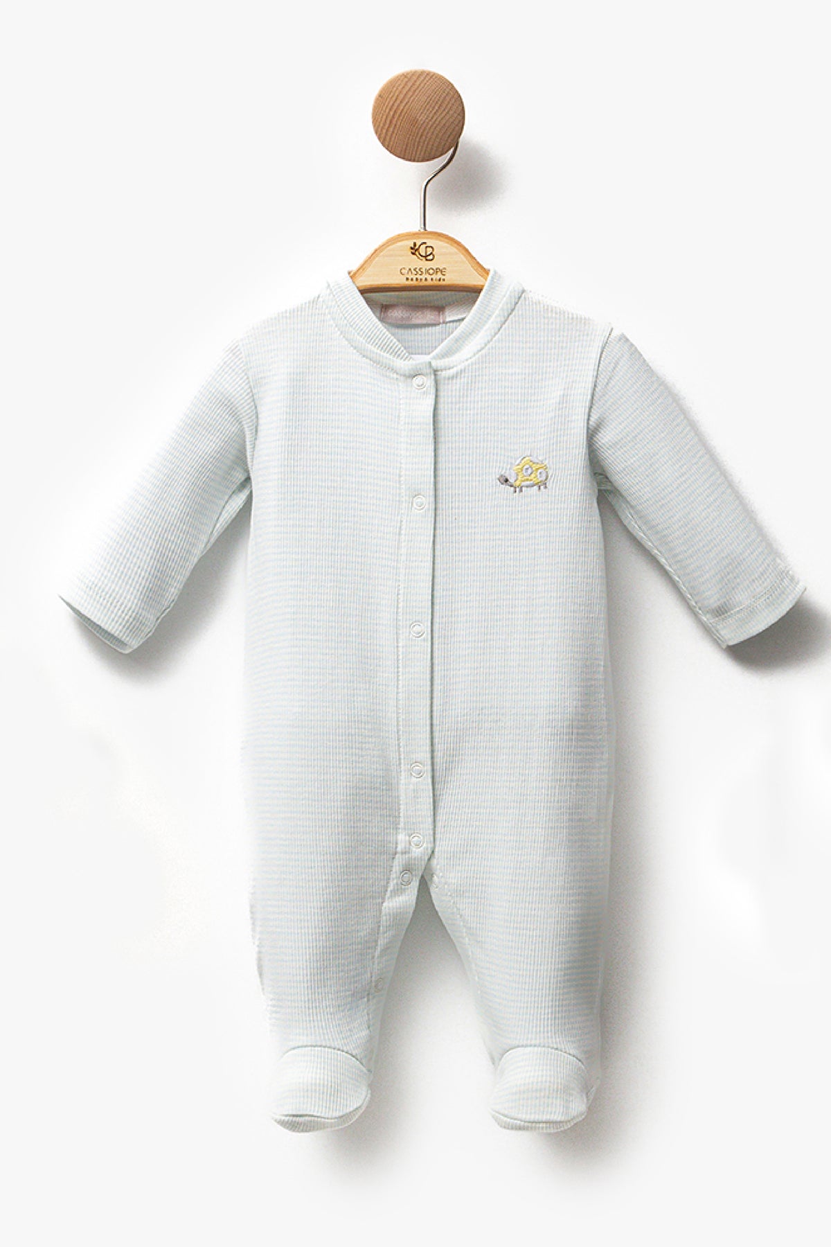 Aqua Stripped Thick Cotton Footed Overall