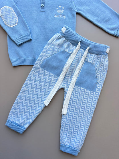 Baby Blue Organic Cotton Polo Set 2 Pieces