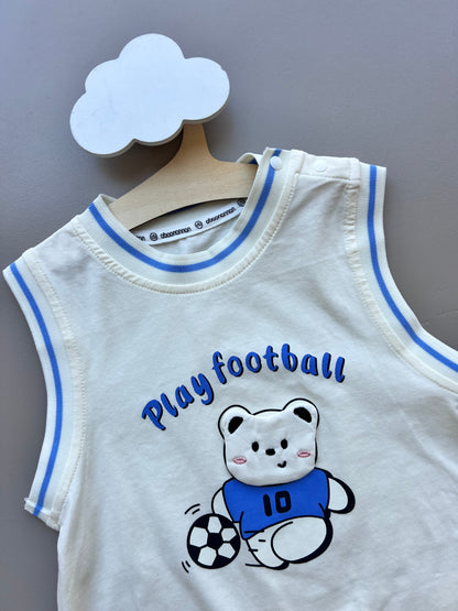 Yellow/Blue Bear Play Football Romper