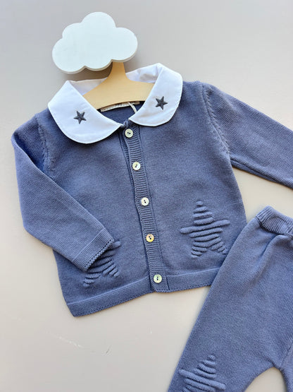 Thick Cotton Star Collar Top and Pants 2Pcs Set