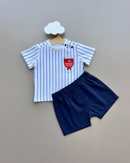 Navi & White GOTS™ Certified Organic Cotton Summer 2 Pcs Set