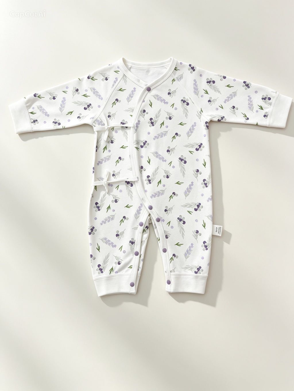 White & Purple Double Breasted Cotton Overall