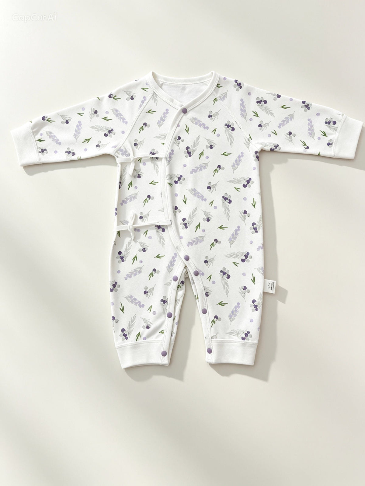 White & Purple Double Breasted Cotton Overall