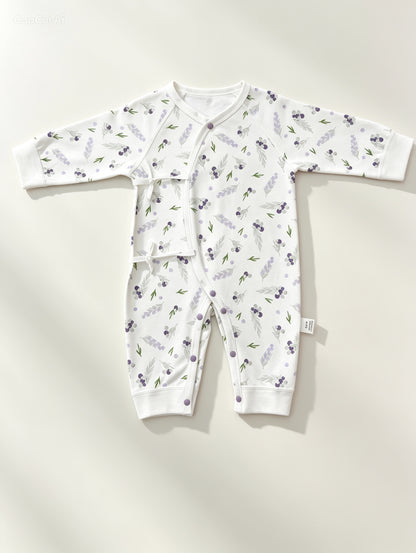 White & Purple Double Breasted Cotton Overall