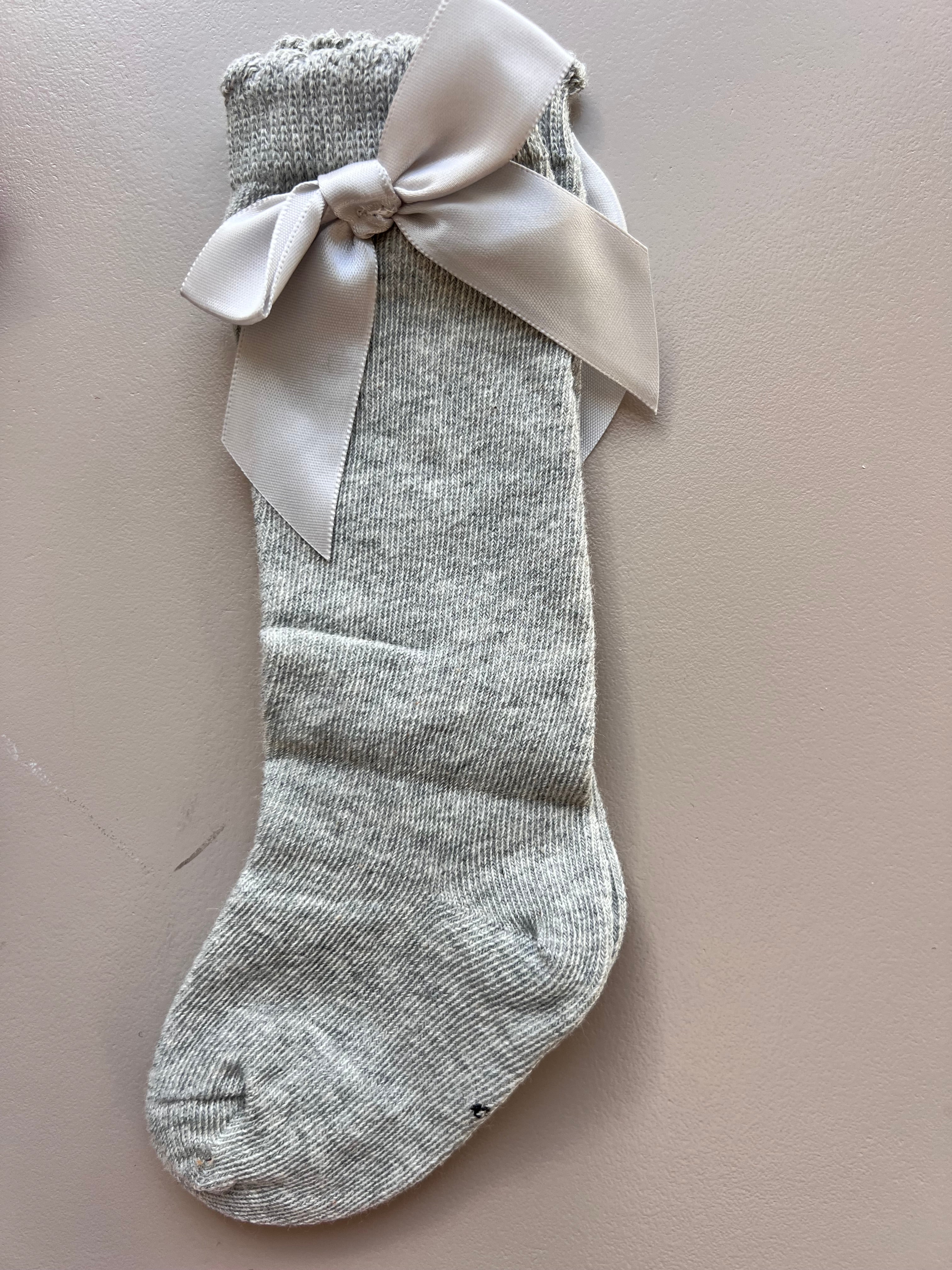 Cotton Bow Long Socks