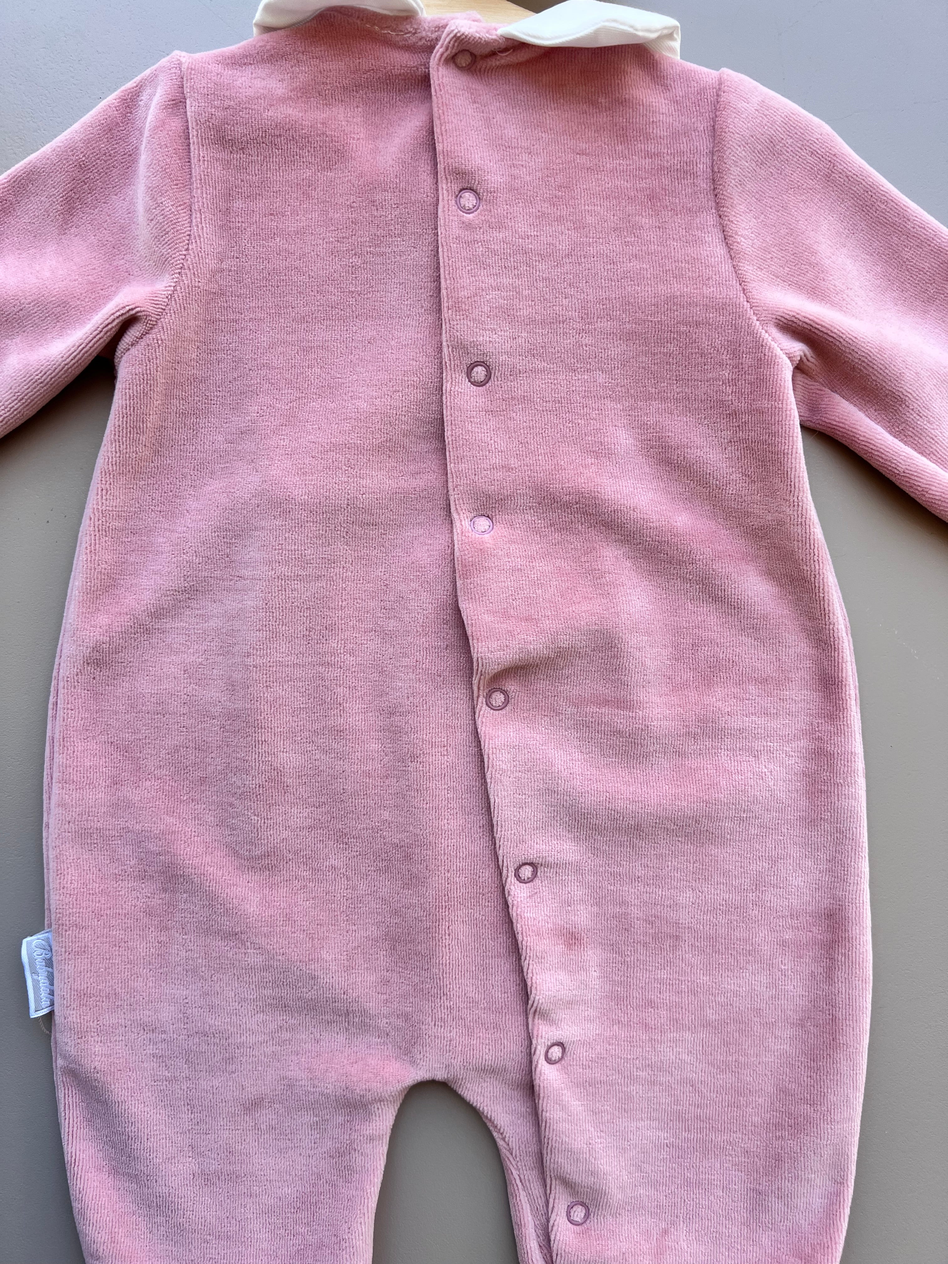 Dark Pink And White Velvet Overall