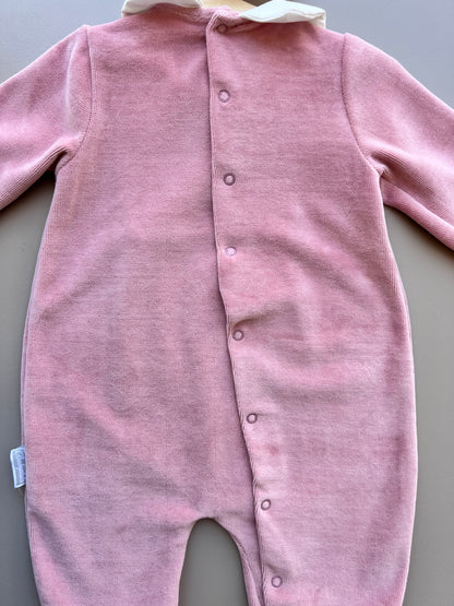 Dark Pink And White Velvet Overall