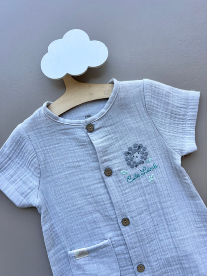 Grey Muslin Romper Cutie Lamb