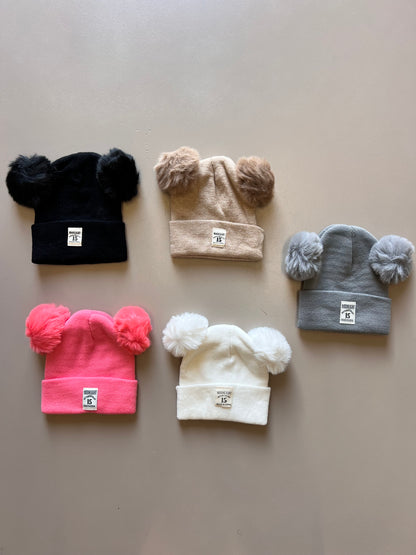 Thick Cotton Pompon Bonnet