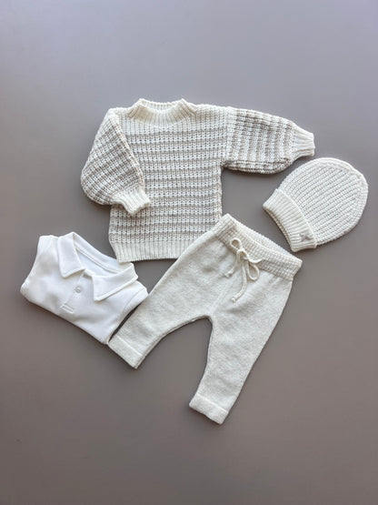 Wool Stripped Sweater 4 Pcs Set