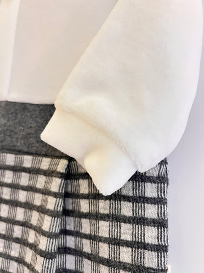 Gray & White Polo Velvet Footed Overall