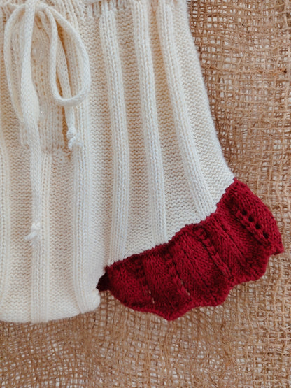 Red & Beige Ruffle Flower 2 Pcs Set