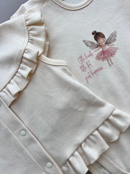 Beige & Pink GOTS™ Certified Organic Cotton Fly 3 Pcs Set