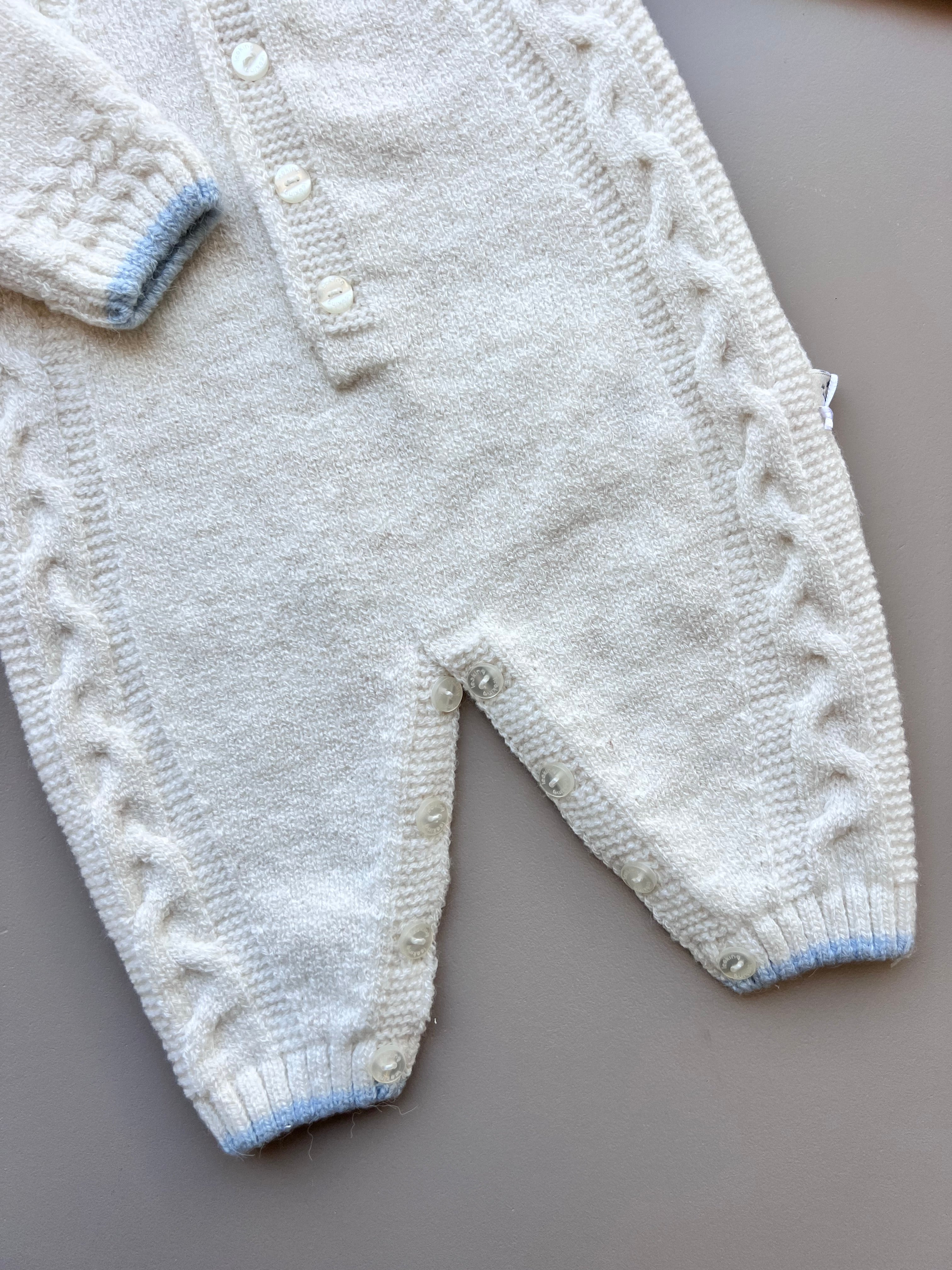 Knitted Off-White/Blue Polo Wool Overall