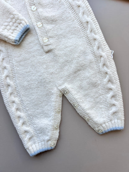 Knitted Off-White/Blue Polo Wool Overall