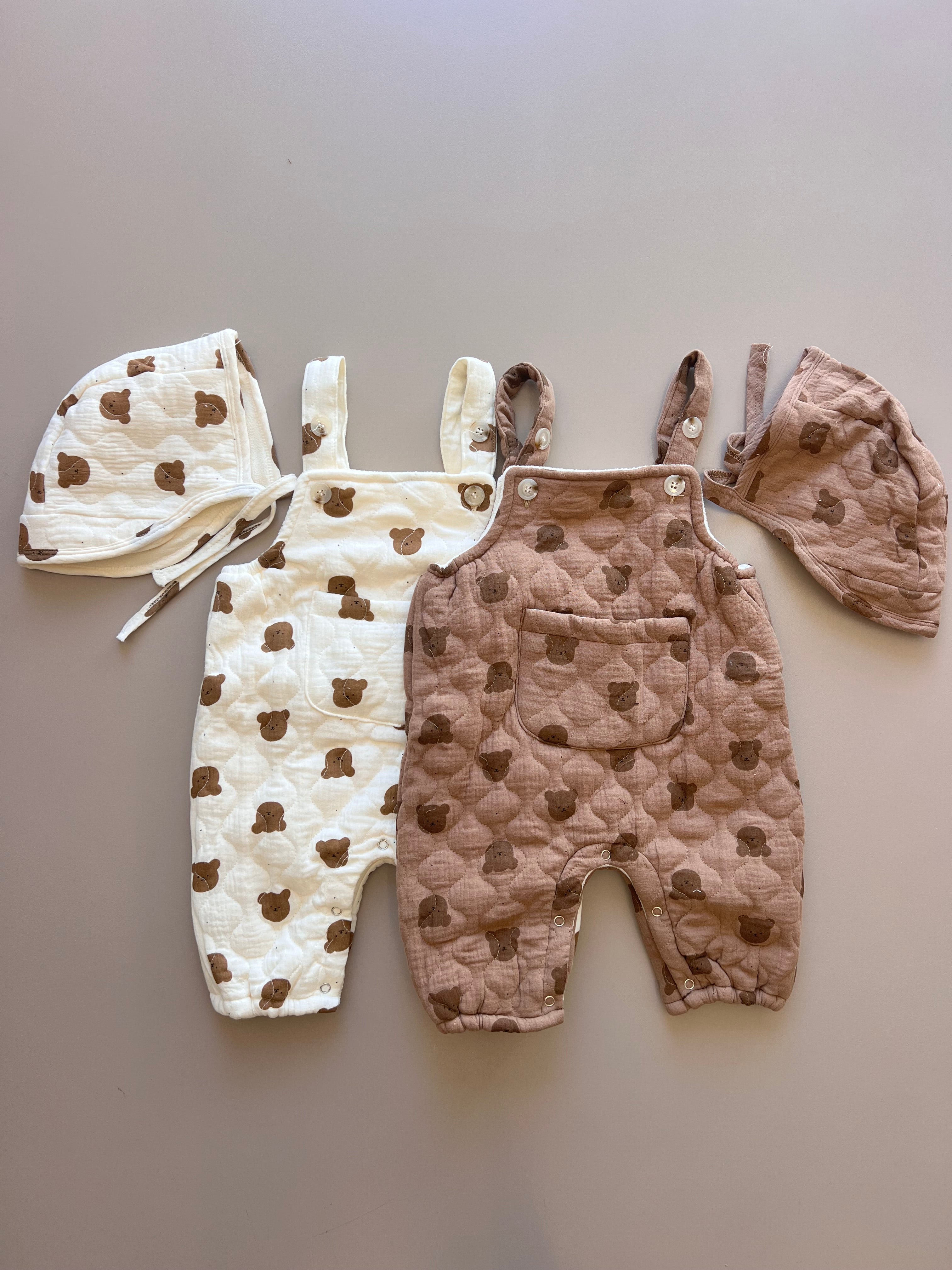 Teddy Fleece Winter Salopettes With Hat