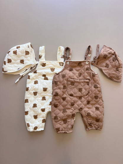 Teddy Fleece Winter Salopettes With Hat