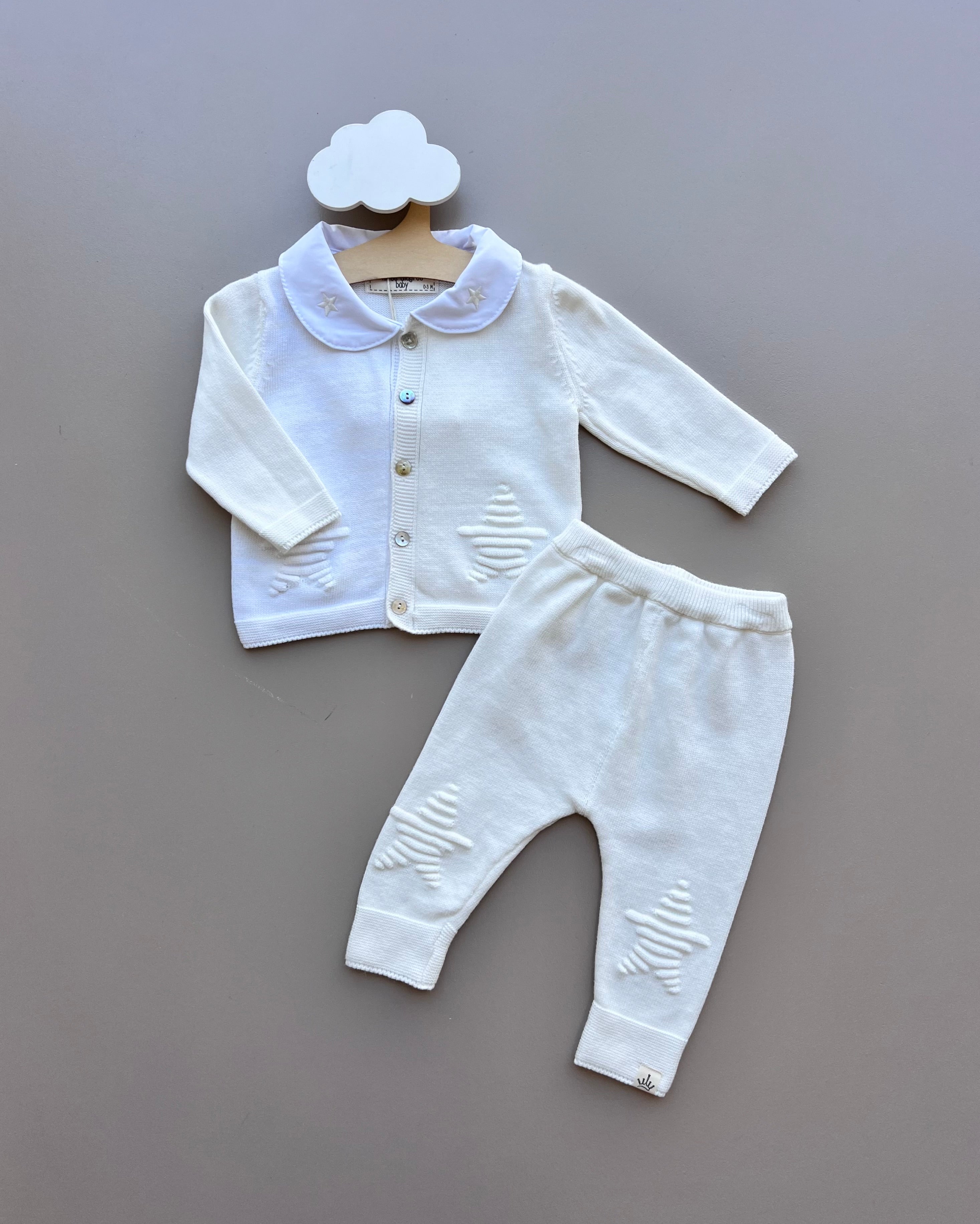 Thick Cotton Star Collar Top and Pants 2Pcs Set