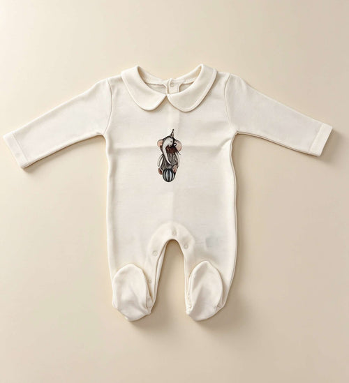 Nœud Blanc™ Organic Cotton Polo Elephant Footed Overall
